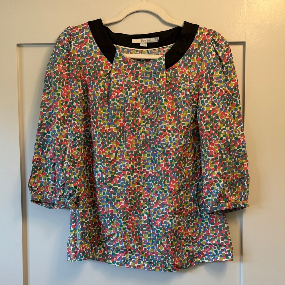 Boden Multicolor Smocked Yoke Detail Top